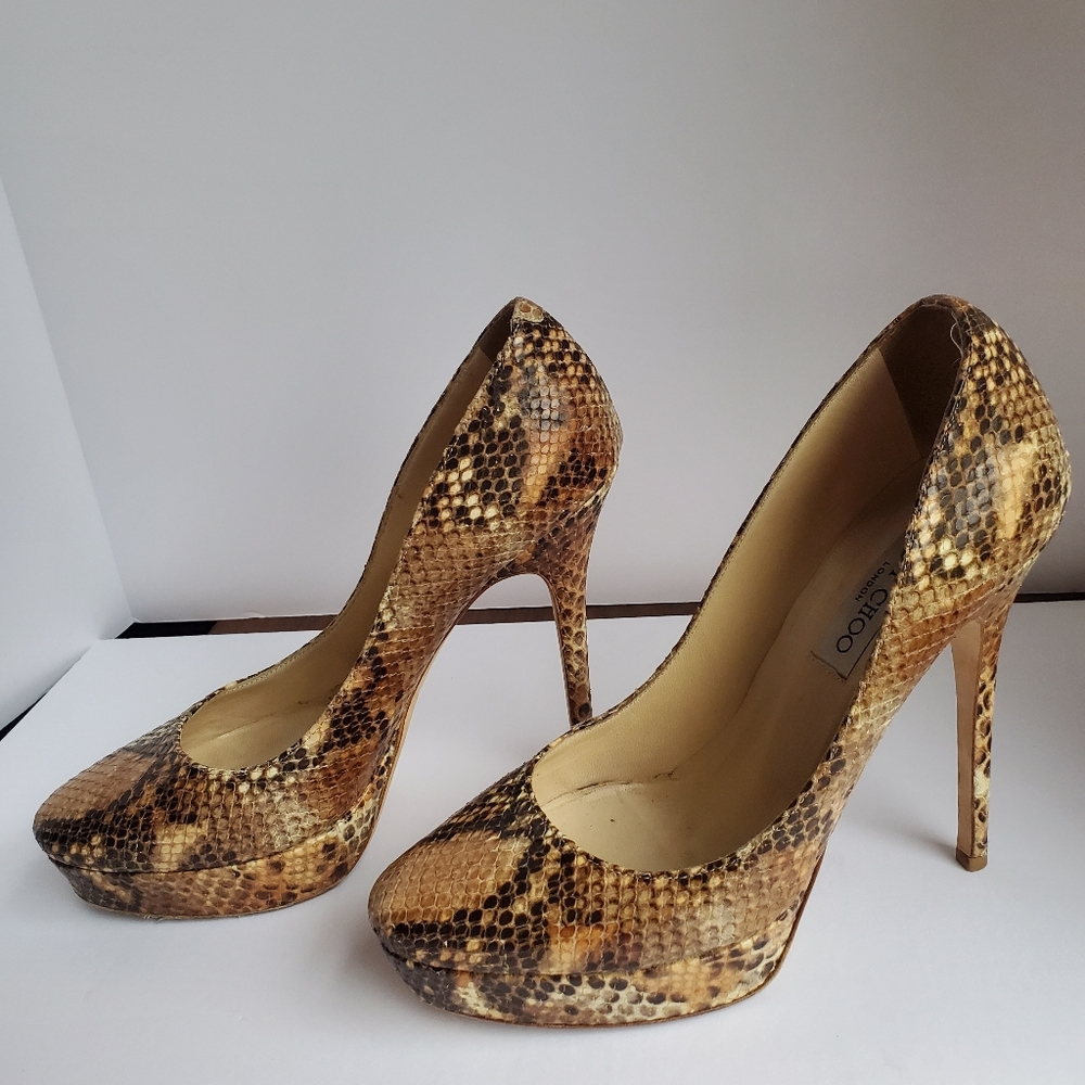 Jimmy Choo Python Leather Platform Pumps